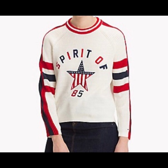 ⬇️TOMMY JEANS oversize sweater embroidery ivory M - Picture 1 of 8